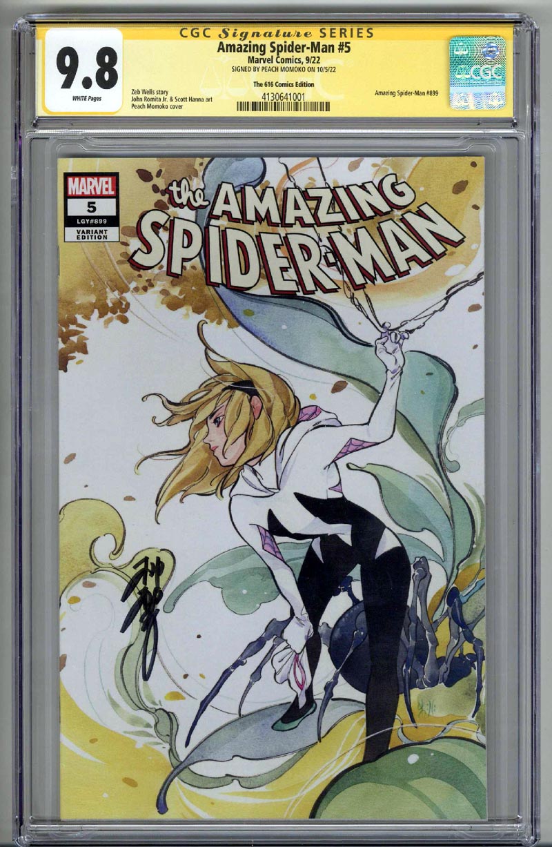AMAZING SPIDER MAN #5 CGC 9.8 SS SIGNED PEACH MOMOKO VARIANT COVER