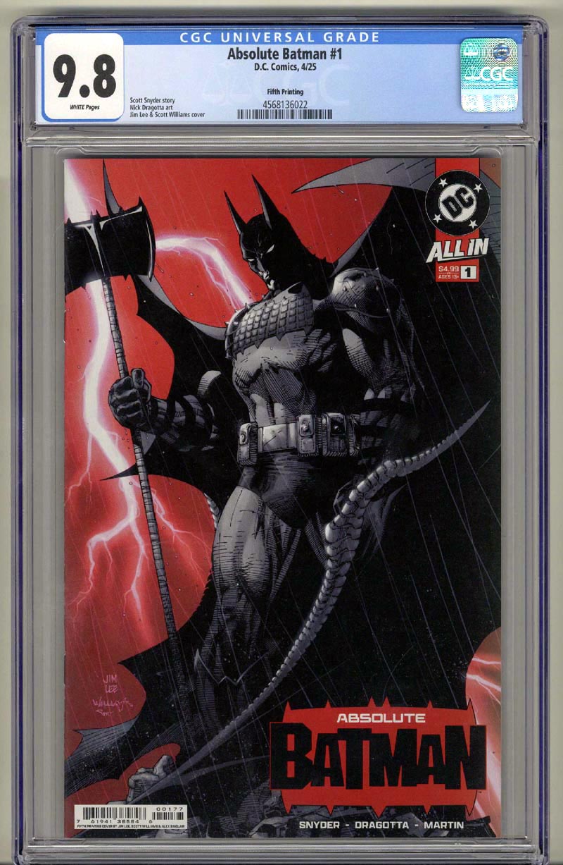ABSOLUTE BATMAN #1 CGC 9.8 JIM LEE FIFTH PRINTING COVER A CGC 9.8