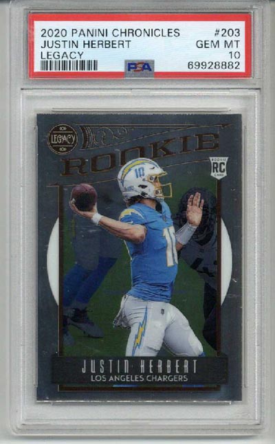 2020 Justin Herbert Legacy Silver #203 Gem Mint 10 RC Rookie LA