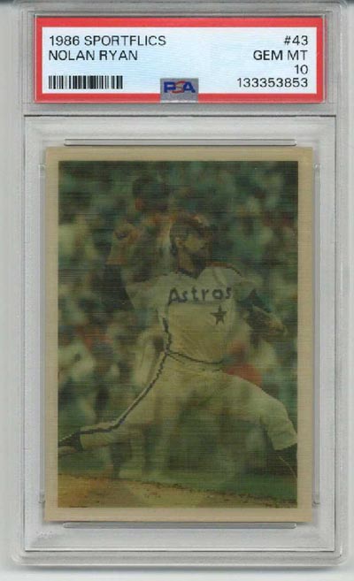 MLB  パートキャンバリネオス　直筆サイン入りフォトオークランドアスレチックス 1986 SPORTSFLICS #43 NOLAN RYAN HOUSTON ASTROS PSA 10 LOW POP VERY